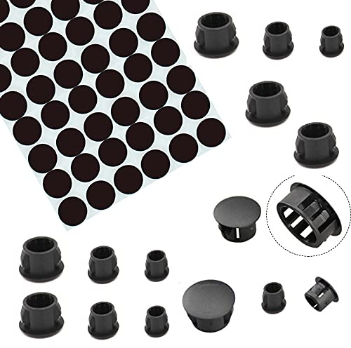 YouU 90 Stück Abdeckkappen für Schrauben 6mm/8mm/10mm 54 Stück Selbstklebende Abdeckkappen für Möbel 21mm Schwarz