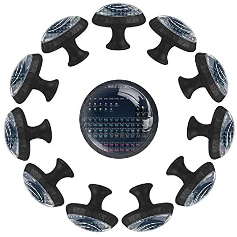 12 pomos con tornillos para armarios de cocina, aparador, cajones, tiradores de decoración del hogar, tabla periódica de los elementos química