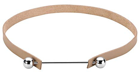 Gualiy Halskette Choker Damen Tattoo Halsband Einstellbar Leder Halsband Edelstahl Kugel Form Maskenspiel Kropfband Klassische Damenkette Silber Braun, 33.5CM