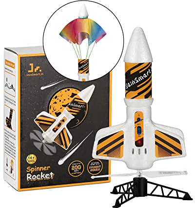 SainSmart Jr. Rakete Spielzeug – Motorisierte Rakete mit Fallschirm, Start bis zu 61 Meter, Outdoor-Spielzeug für Kinder im Alter von 8–12 Jahren (Weiß)
