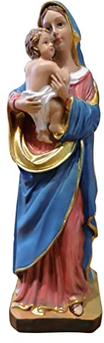 Kaltner Präsente Mutter Gottes mit Jesuskind Figur 20,5 cm – Handbemalte Madonna Statue aus Resin mit Sockel – Marienfigur & katholische Deko für Kommunion, Firmung, Taufe