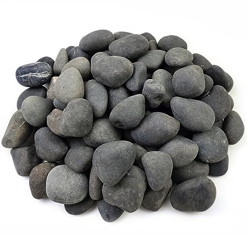 FANTIAN 9 kgs Black Stones for Garden,4-6 cm Large Natural Beach Cobbles. Decorative Black Pebbles for Plant Pots, Ponds, Water Features, Aquarium, Borders and Ground Cover