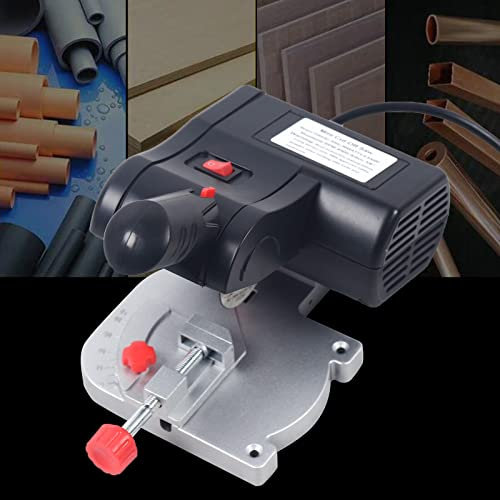 KenSyuInt 90W Mini Table Saw Benchtop Cut-Off Portable Miter Saw Chop Circular Glass Metal Iron Cutter Wood Cutting Machine Bench Saw Tool with Blade 45° Adjustable