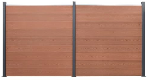 vidaXL Zaunelement Set, Rostfrei Gartenzaun Set mit 18 Zaunbrett 3 Pfosten, Sichtschutzzaun mit doppelseitigem Design, Zaun Komplettset, Braun 353x186cm WPC