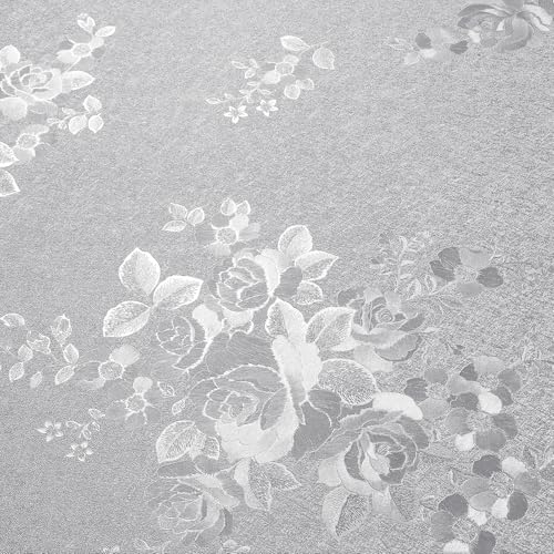 VEELIKE Papel Pintado Flores Gris Plateado Textura Rosas Vintage Papel Pared Estampado Papel Tapiz Texturizado Papel Pintado Pared con Relieve Papel Adhesivo para Muebles Salon Habitación 40cm×300cm