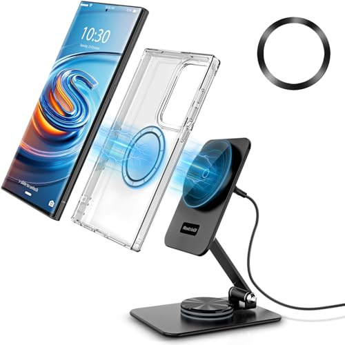 Magnetisches Kabelloses Ladegerät für Samsung Galaxy S25 Ultra/S24, Klappbarer Reise Mag Safe Ladestation für iPhone 17/16/15/14/Pixel 9 Pro/8, Aluminium Ständer Magnet Android Handy Ladegerät | Klappbarer Reise Mag-Safe Ladestation für Samsung S26/iPhone 17/16/Pixel 10, Aluminium Ständer Magnet Android Handy Ladegerät