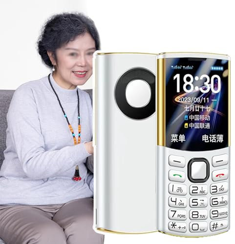 WhAeoy Dual SIM Cell Phone(old Person),4G Basic Mobile Phone, Big Button+sos Function/One Touch Dialing, Voice Broadcast+LED Flash,Easy to Use,for Old People, Students,White