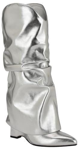 Nine West Amazin, Bota a la Altura de la Pantorrilla Mujer, Plateado (Silver 040), 39 EU