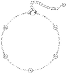 CASSIECA 14K Placcato Oro Gioielli Zirconia Simulato Diamante Collana a Catena per Le Donne Bracciale Catena Regolabile
