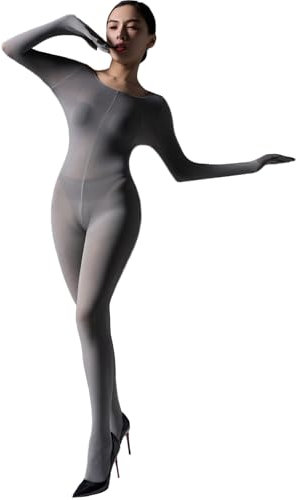 RUIBAVYA Damen Bodystocking Langarm Ganzkörper Bodysuit Umfassen Fünf Finger Handschuh Körper 120D Catsuit Strümpfe Samt