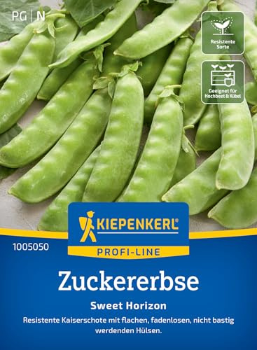 Kiepenkerl Profi-Line Zuckererbsensamen Sweet Horizon 1005050 - Gemüsesamen für resistente Erbsen mit flachen Hülsen und einem Inhalt für 6 bis 8 lfd. Meter - Saatgut