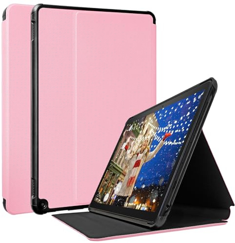 2023 New Fỉṛẹ ḤḌ 10 Tablet Hülle, TOKILO Slim Leichte Soft PU Ledertasche mit Stand Auto Wake/Sleep, Kompatibel mit Fỉṛẹ ḤḌ 10,1 Zoll Tablet (2023, 13. Generation), Rosa