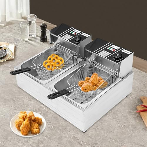 Friggitrice a olio da 6 l, in acciaio inox, professionale, per cucine, zone fredde, friggitrice, friggitrice elettrica, friggitrice commerciale, per la produzione di patatine fritte, anelli di
