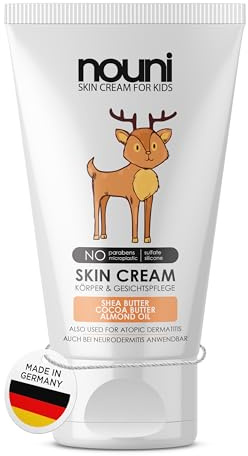 Crema para la piel para bebés y niños, cuerpo y cara, sin parabenos, siliconas y microplásticos, crema hidratante con manteca de karité y cacao, aceite de almendras – para pieles sensibles – Fabricado