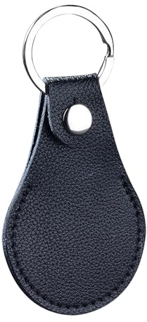 poraceous Pendentif en Cuir Véritable, Porte-Clés, Porte Clef en Cuir Véritable, Étui Apple, Accessoire Résistant aux Rayures, Étui Portable pour Traqueur, Noir