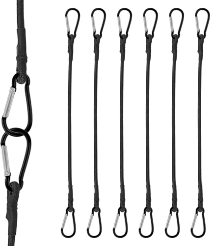 Tendeurs Elastique avec Mousqueton, 6 Pièces 12 mousquetons 30CM Tendeurs Elastique avec Crochets, Tendeurs en Réglables avec Mousqueton pour Camping, Bâches, Tente, Bagages, Vélo, Voitur et Motos