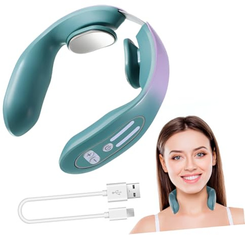 CLISPEED Massaggiatore Cervicale e Massaggiatore Per Collo Portatile 4 Modalità e Calore Usb Ricaricabile, Dispositivo Di Massaggio Per Spalle e Sollievo Muscolare a Casa e in Ufficio