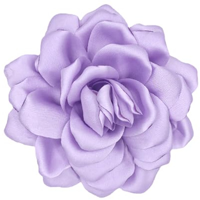 KEJOL Blumenbrosche, große Rosenblüten-Brosche, elegante Haarspange, Blumenbroschen für Damen, Hochzeit, Party, Tanz, Alltag (Helllila)