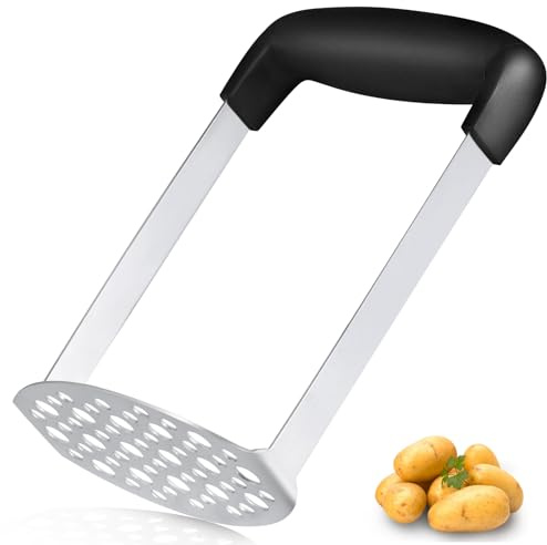 Pleafind Kartoffelstampfer - Mit Rutschfestem Griff, Edelstahl Kartoffelstampfer, Langlebiges Küchenwerkzeug, Potato Masher Perfekt Für Bohnen, Gemüse, Früchte, Avocado, Spülmaschinengeeignet