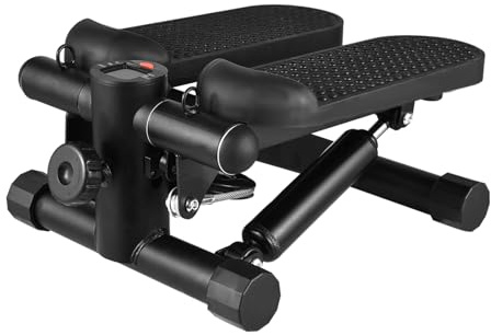 Aumotop Mini Stepper con Display LCD con Fasce di Resistenza Stepper in Acciaio Resistente per la Creazione di una Curva a S Adatta per Addome, Vita, Glutei, Gambe Arancione Uso Domestico (Nera)