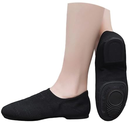 Damen-Tanzschuhe für Ballett, Jazz, Latein, Modern, Contemporary, niedriger Absatz, rutschfeste Ledersohle, bequem, leicht (Black, 42)