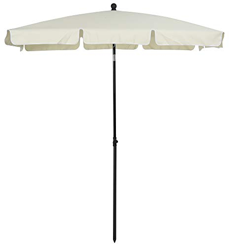 Outsunny Sombrilla de Jardín de Aluminio 198x130x245 cm Parasol de Jardín Rectangular con Función de Inclinación para Terraza Patio Exterior Beige