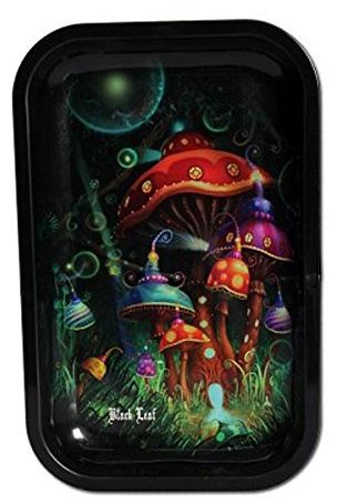 altrado Headshop Black Leaf' Rolling Tray 'Mushroom' M