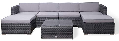 SVITA Lugano Garten-Lounge Polyrattan Garten-Set Sofa-Set Garnitur Gartenmöbel Couch-Set Grau