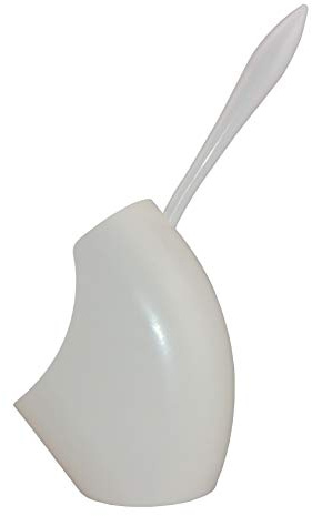 WC-Garnitur, WC-Bürste mit Köcher, Randbürste Sanitärbürste in Farbe Weiß - ca. 38 cm Höhe - Elegant, zeitlos und Frisch, EIN Muss für Jede Toilette!