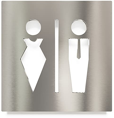 Edelstahl WC-Schild - selbstklebend & pflegeleicht - Design Toiletten-Schild C-01-E