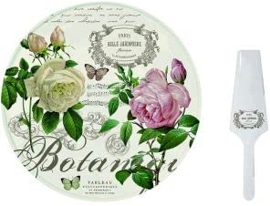 COFFRET PLAT A TARTE AVEC PELLE EN PORCELAINE JARDIN BOTANIQUE, Blanc
