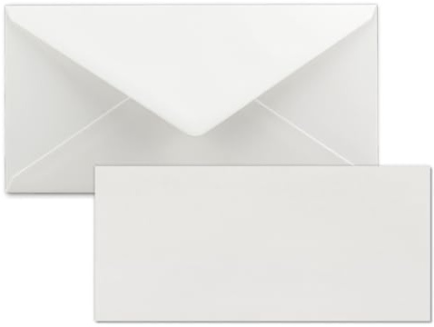 50x Stück Karte mit Umschlag Set Einzel-Karten Din Lang 9,9 x 21 cm Hellgrau mit Brief-Umschlägen DIN Lang 11 x 22 cm Hellgrau Nassklebung