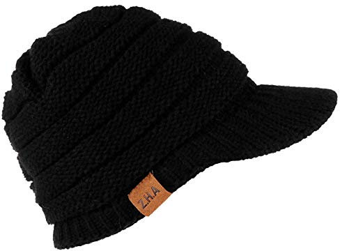 BETOY Cappello in Maglia di Lana, Cappello Invernale con Visiera da Uomo, Beanie,Cappello Uomo Invernale Berretto Uomo in Maglia