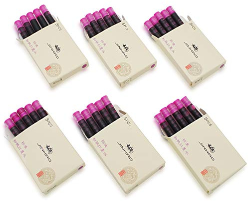 6er-Pack (30 Stück) JINHAO Tintenpatronen Füllfederhalter Nachfüllungen für JINHAO und Baoer Stift Standardgröße (Rosa)