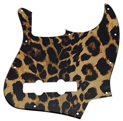 Dopro J Bass 3D-bedrucktes Schlagbrett aus Kunststoff für USA/Mexikaner, 4-saitig, FD, Jazz-Bass, Leopardenmuster