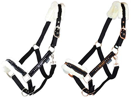 Marengos Halfter-Set mit Führstrick ELEGANT schwarz Vollblut