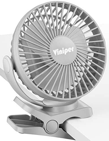 Viniper 6 Inch Rechargeable Clip On Desk Fan, 5000mAh Battery : 360° Rotation & 3 Speeds Strong Wind, Longer Working Hours, Quiet and Powerful (Gray)