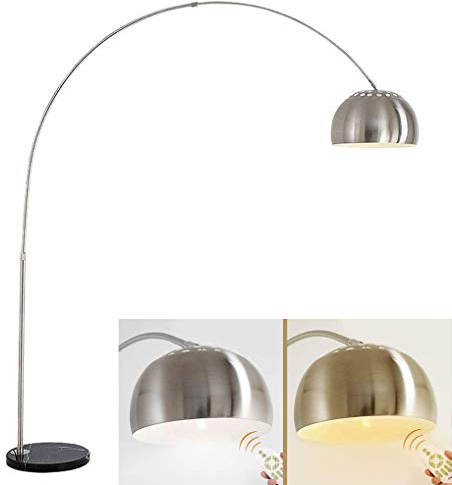 LANMOU Dimmable Arc Floor Lamp, Curved Extendable Height Adjustable Floor Light with Remote Control and Foot Switch, Marble Base, 12W LED Reading Lamp for Living Room, Bedroom, Study and Reading