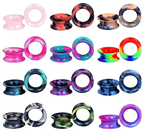XINHE 12 Paare Silikon Ear Tunnel Plug Weiche Silikon Tunnel Set Expander Stretching Ohr Piercing Schmuck 6-25MM,5/8(16mm)