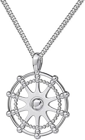 JEVELION Silber Steuerrad-Anhänger mit Sonne Maritim 925 Silber Schiffsruder für Damen und Herren mit Kette