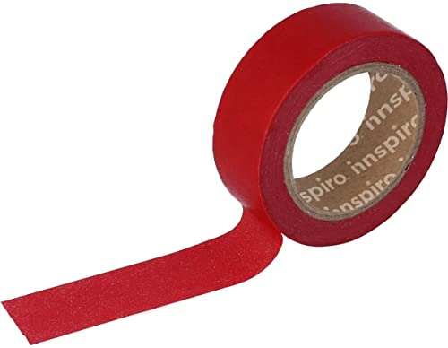 INNSPIRO Maskeringstejp Washi röd 15mm.x10m. Grundläggande vanlig serie