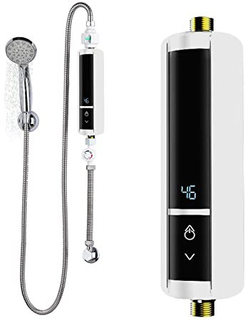 Mini chauffe-eau électrique instantané - Affichage LED - Sans réservoir - Pour cuisine et salle de bain - 5500 W