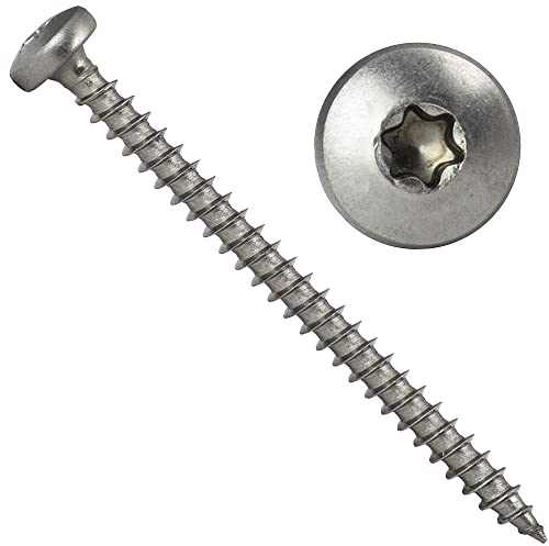 OPIOL QUALITY® Spanplattenschrauben mit Rundkopf und verstärktem Kopf TORX 4x16 mm aus Edelstahl A2 V2A (200 Stück) Linsenkopfschrauben TX Vollgewinde Holzschrauben