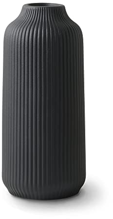 Ceramic Vase in Nordic Style, Deco Large for Pampas Grass, Boho Deco Black Matt 10 Inch Flower, Scandinavian Design Home Decoration for Fresh & Dried Flowers (Size L)