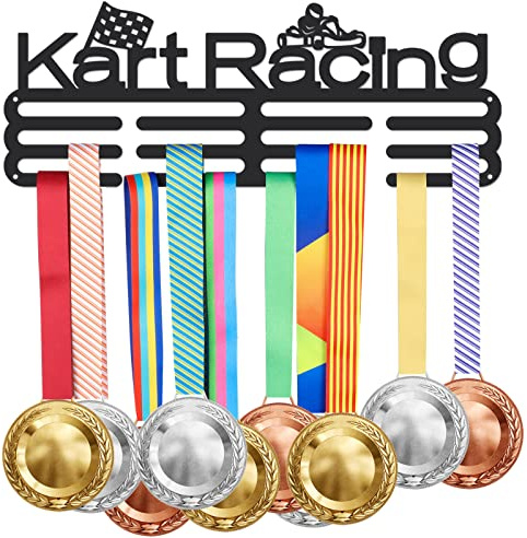 SUPERDANT Kart Racing Medaillen Aufbewahrung Kart Medaillen Halter Mit 12 Zeilen Robuster Medaillenhalter Für Wandmontierte Medail Präsentationsständer Geschenke für Sportler Kinder
