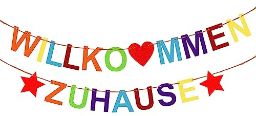 Willkommen Zuhause Banner Bunt,Herzlich Willkommen Girlande,Willkommen Zuhause Mit Juteseil,Willkommen Banner Girlande,Für Dekoration Familie Partei Welcome Home Banner,Baby Girlande Banner