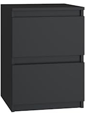 VBChome Nachttisch 30 x 30 x 40 cm Schwarz Nachttisch mit 2 Schubladen für das Schlafzimmer Grifflose Büro Zimmer Modern Schwarz