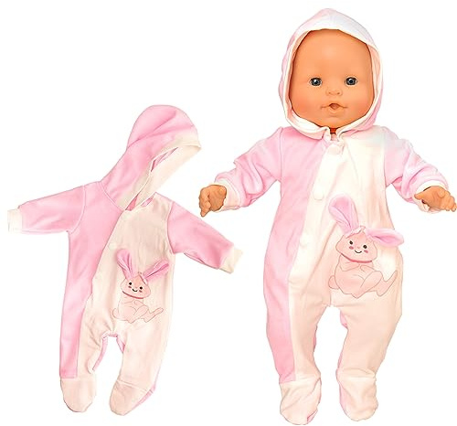 Baby Doll Clothes Outfit - Hooded Rabbit Jumpsuit Pajamas Romper for 14 to 16 Inch Dolls - Handmade Daily Casual Clothing Set