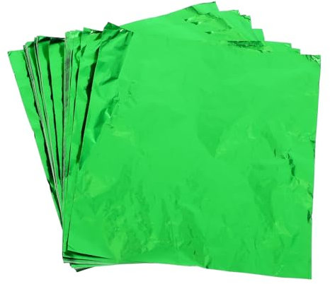 Didiseaon 100pcs Green Aluminum Foil Candy Wrappers 20x20cm Square Foil for Chocolate Tea Food Packaging Suitable for BBQ and Home Shop