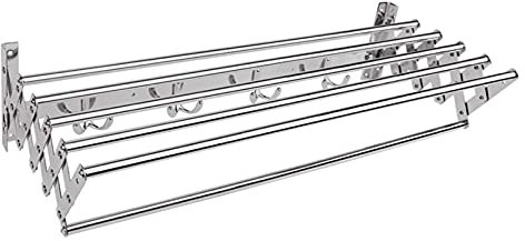 KARFRI Wandmontierter Wäscheständer aus Edelstahl, platzsparender Wäscheständer, wandmontierter, einziehbarer, zusammenklappbarer Wäscheständer für Wäsche, Badezimmer, 60 cm Handtuch-Trockenständer